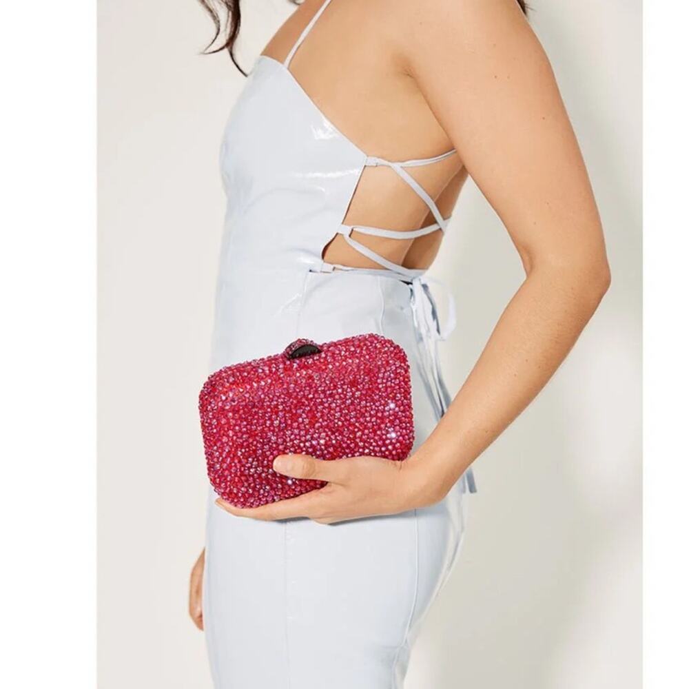 Olga Berg Vibrant Red Beaded Clutch
